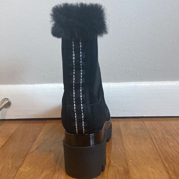 Black suede womens boots with wedge - Picture 2 of 10